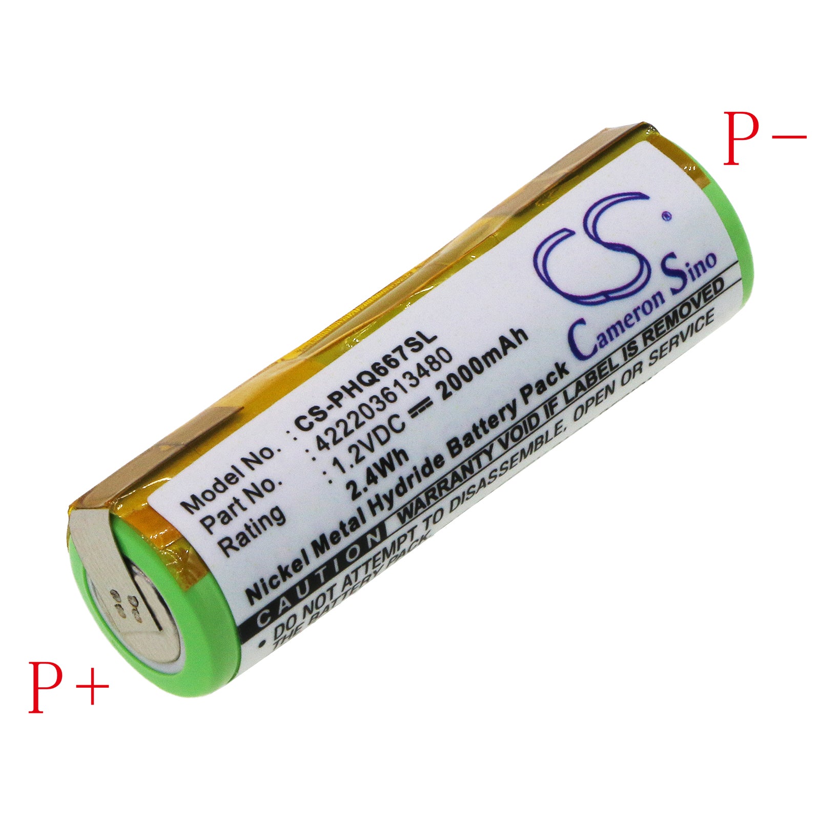 2000mAh Ni-MH Shaver Battery 1.2V for Braun Norelco Philips Remington Wahl Grundig - 50x14.8x14.5mm Rechargeable Replacement Battery
