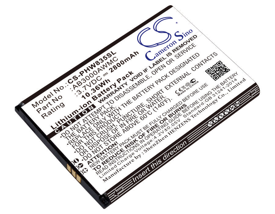 2800mAh Replacement Battery for Philips Xenium W8355 Smartphone - 3.7V Li-ion AB3000AWMC - Extended Life Power