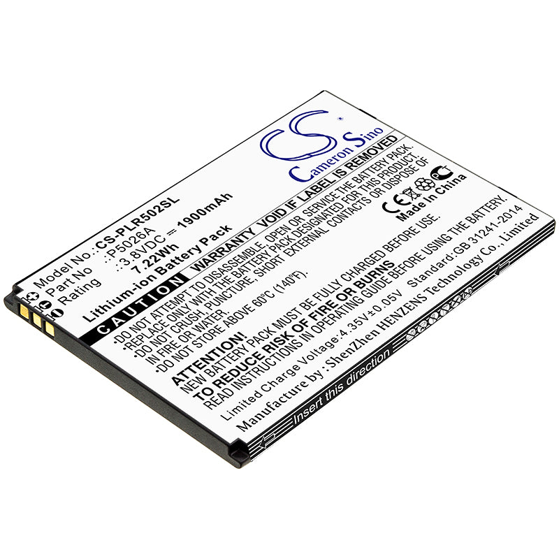 1900mAh Replacement Battery for Polaroid Cosmo L Smartphone - 7.22Wh Li-ion - Cosmo L & P5026A Models