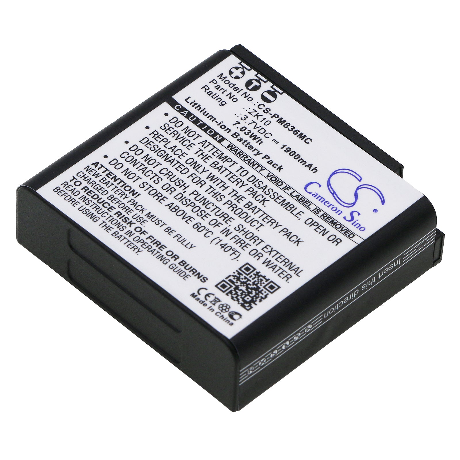 Polaroid iM1836 Camera Replacement Battery - ZK10 Compatible, 1900mAh 3.7V Li-ion, High Capacity, 7.03Wh, Exact Fit