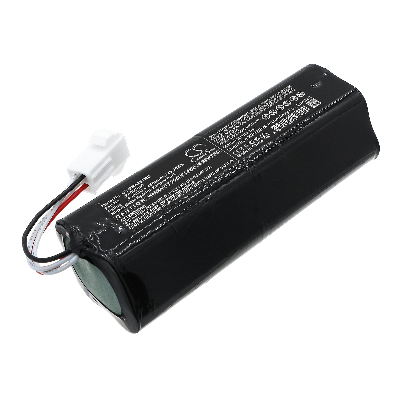 9.6V 4500mAh Ni-MH Replacement Battery for PM Atemschutz PA-A867-NG Medical Respirator - High Capacity Battery Pack