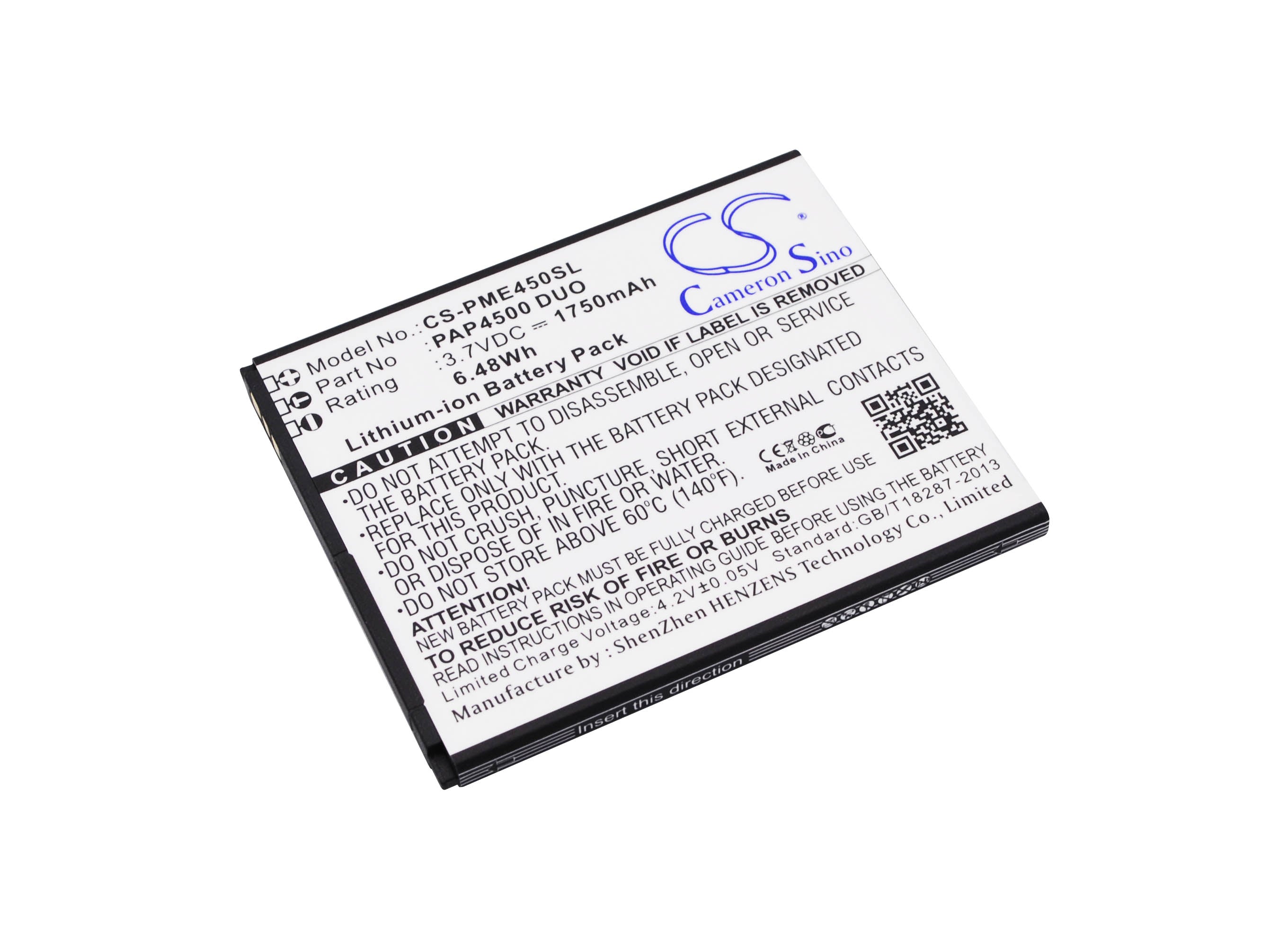 Prestigio MultiPhone 4500 DUO Replacement Battery - 1750mAh Li-ion - PAP4500 DUO Compatible - 67x55x4.8mm Smartphone Battery