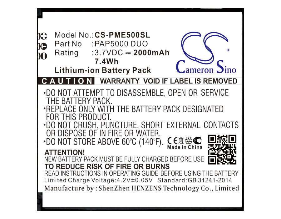 Prestigio MultiPhone 5000 Duo Battery - 2000mAh Li-ion Replacement - 3.7V, 7.40Wh - Phone Repair Part