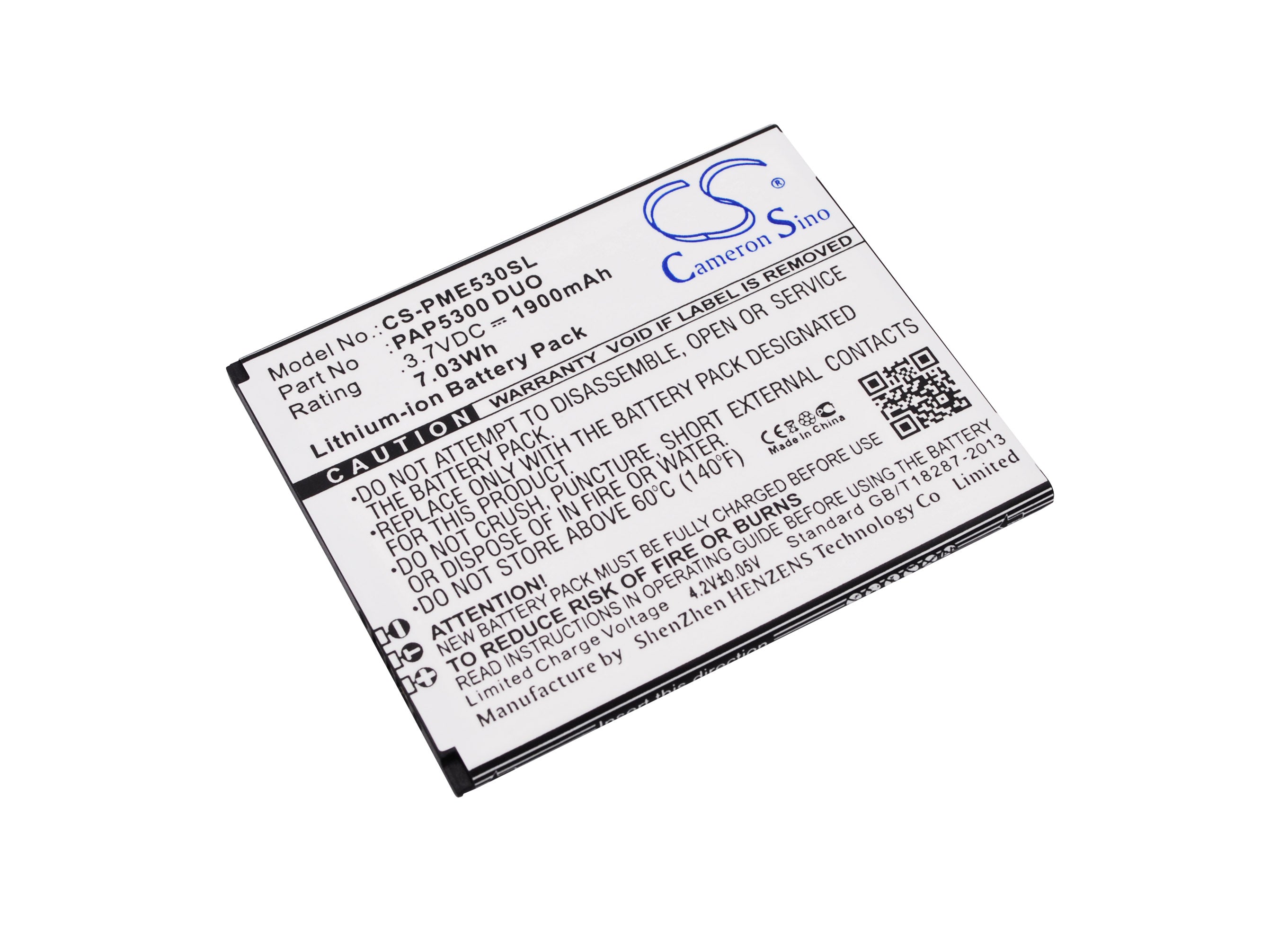 1900mAh Battery for Prestigio MultiPhone 5300 Duo & PAP5300 Duo - 3.7V Li-ion Replacement - Slim Profile Power Upgrade