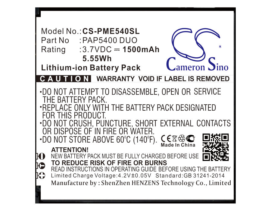 1500mAh Battery for Prestigio MultiPhone 5400 Duo PAP5400 DUO - 3.7V Li-ion Replacement Battery - Phone Power Boost