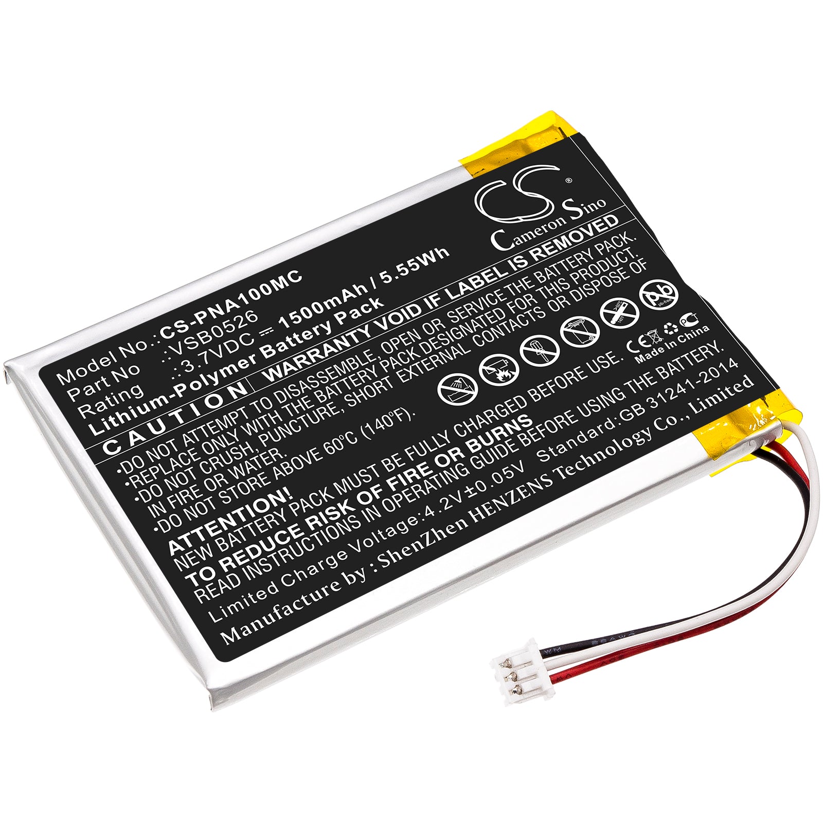 1500mAh 3.7V Li-Polymer Replacement Battery for Panasonic HX-A100 & HX-A500 Action Cameras