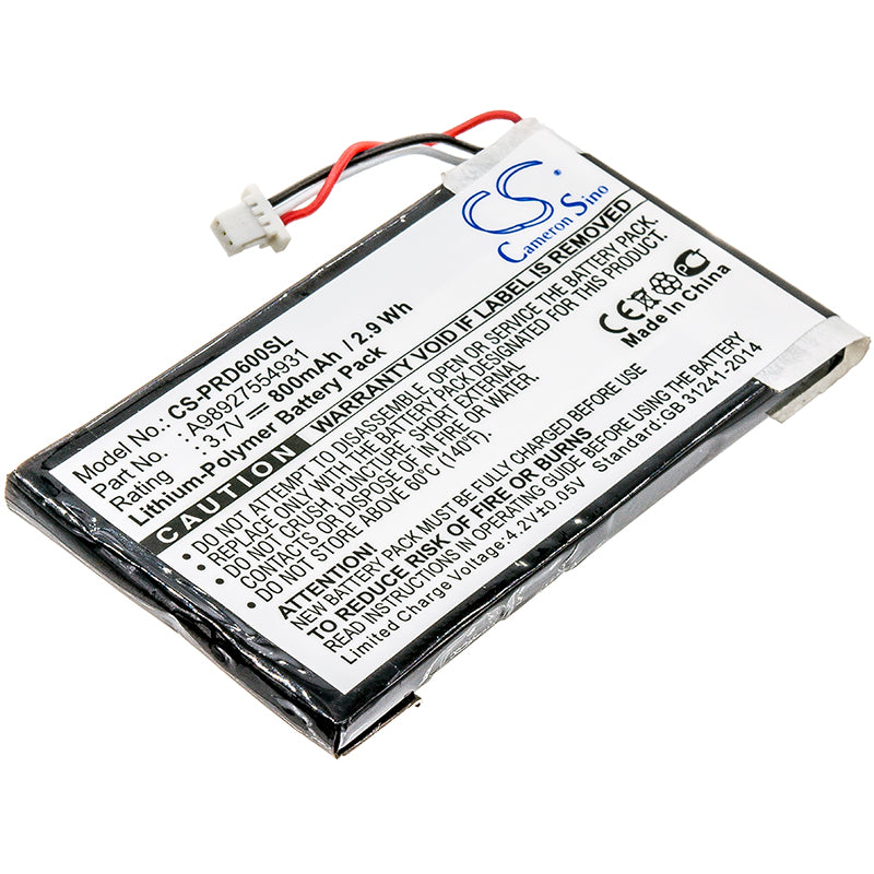 800mAh Replacement Battery for Sony PRS-600 E-Reader - 3.7V Li-Polymer (A98927554931, A98941654402)