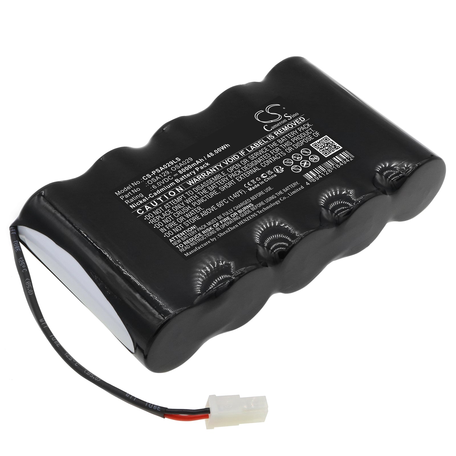 PowerSonic A13146-4 Emergency Light Battery - 6V 8000mAh Ni-CD, Replaces OSA129/OSA029, 162x92x32.7mm