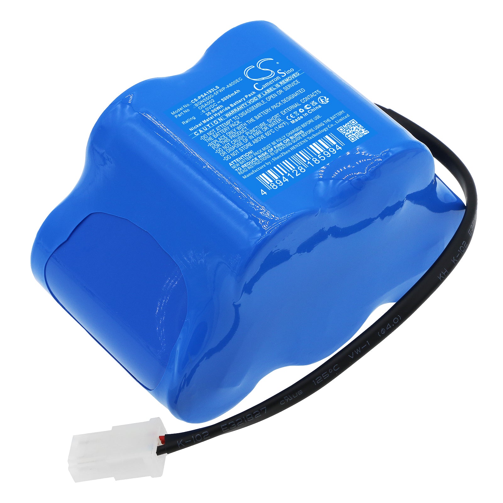 6.0V 5000mAh Ni-MH Battery - Panasonic MRDF3.F2C Emergency Light Replacement, PowerSonic Compatible (97.5x61.6x63.7mm)
