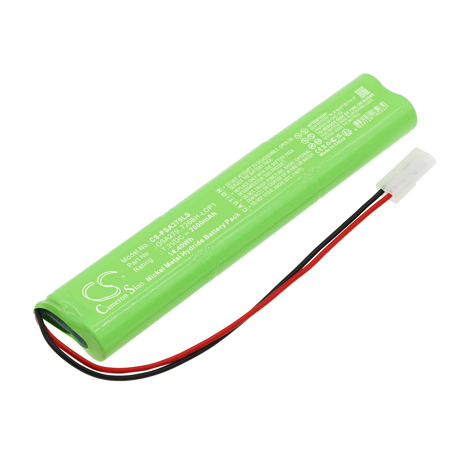 7.2V 2000mAh Ni-MH Battery for PowerSonic A6090-2 Emergency Light, OSA279 & 726BH-LOP1 Replacement