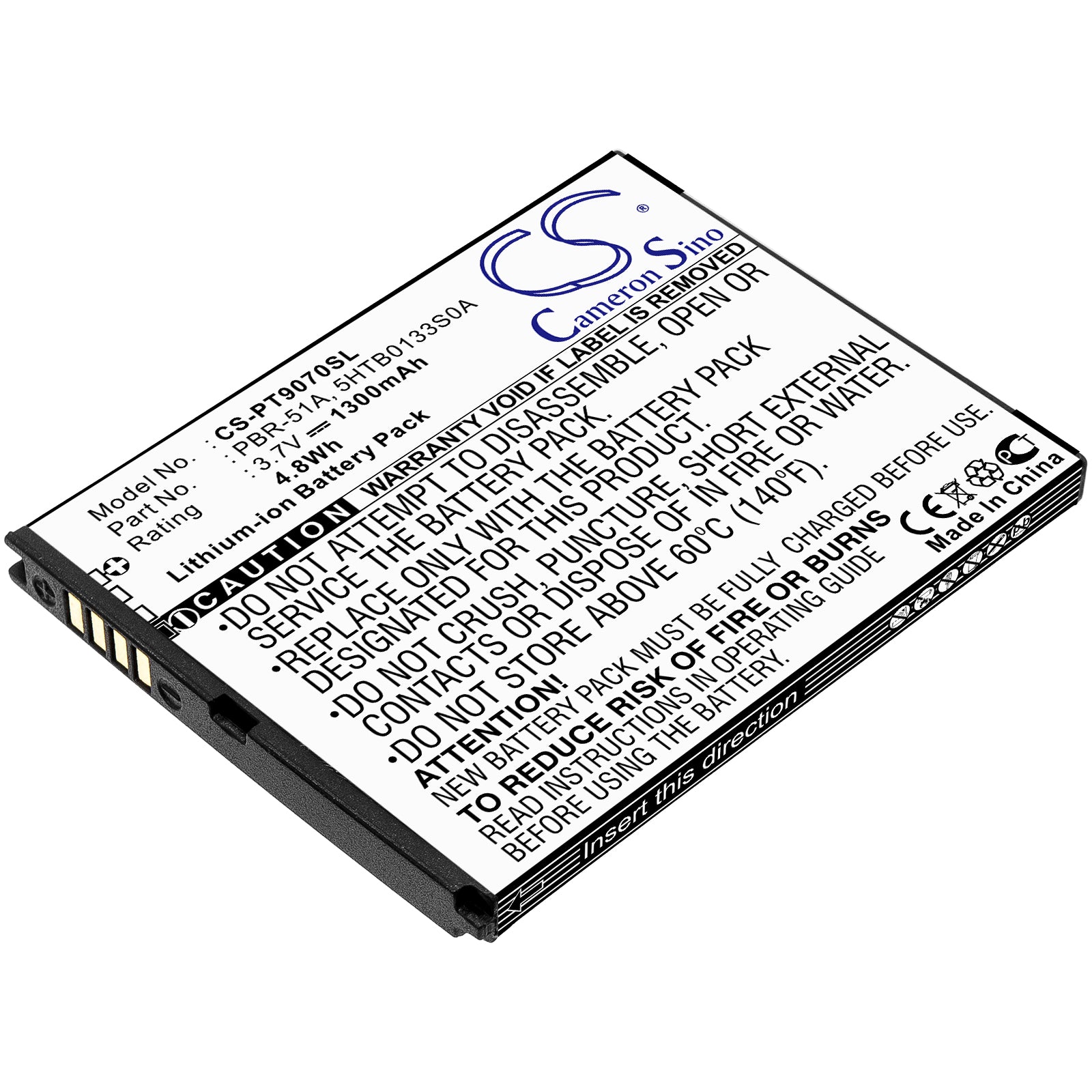 Pantech Burst P9070 Replacement Battery - 1300mAh 3.7V Li-ion - PBR-51A - Smartphone Power Solution