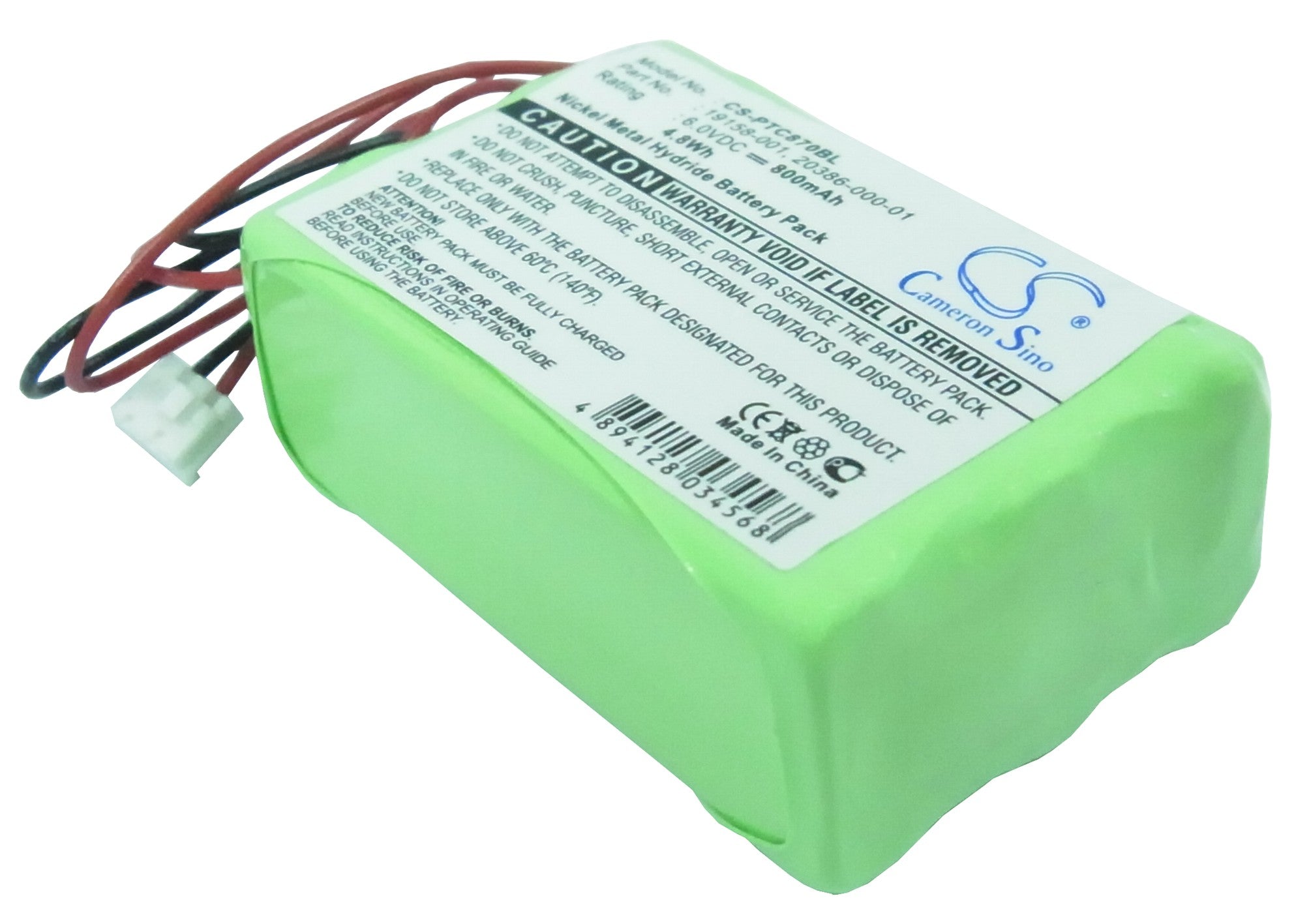 6.0V 800mAh Ni-MH Replacement Battery - Symbol PTC-870IM Barcode Scanner Terminal - 19158-001