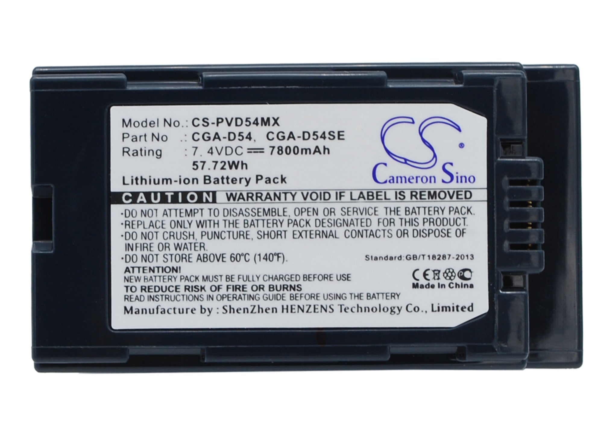 7.4V 7800mAh Li-ion Battery for Panasonic AG-DVX100/HVX200 Camcorders, CGA-D54 Series - Extended Life Replacement
