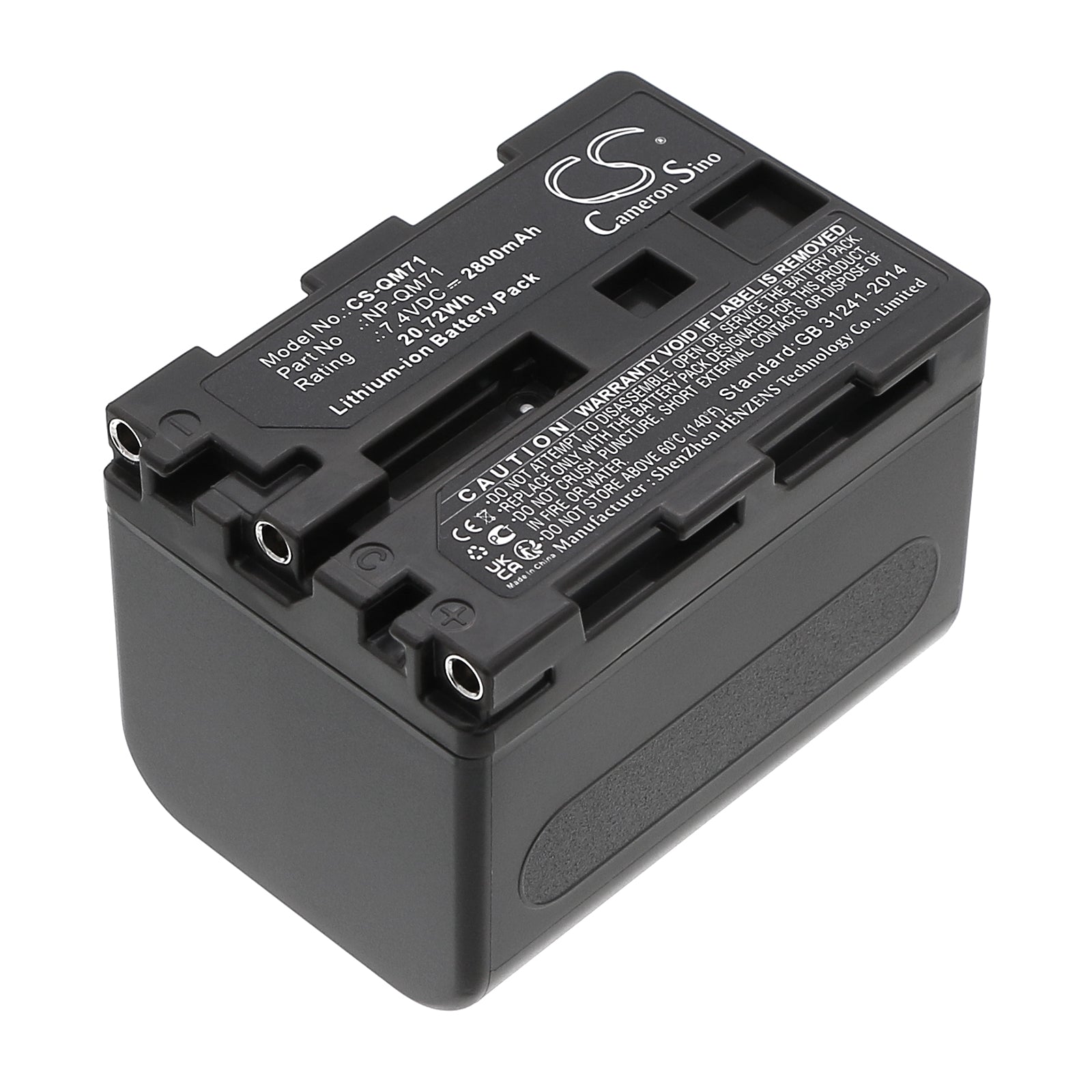 7.4V 2800mAh Li-ion Replacement Battery for Sony Camcorders & Cameras - NP-QM71, NP-FM70 Series
