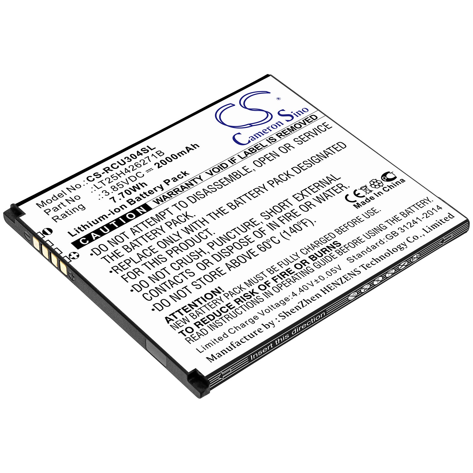 2000mAh Battery Replacement for BLU View 1 B100DL - 3.85V 7.7Wh Li-ion - LT25H426271B - Mobile Phone Power Solution