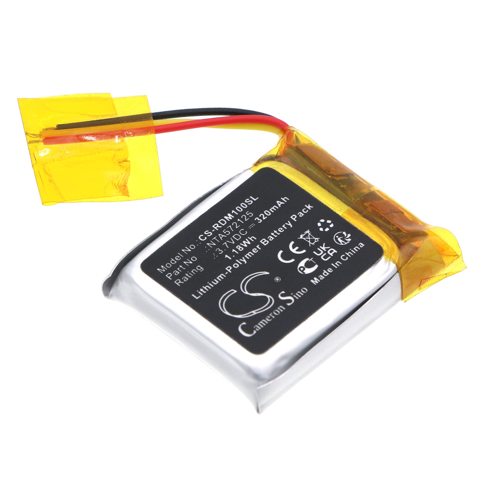 320mAh Battery for Rode GO & Wireless Headset: 3.7V Li-Polymer Replacement, 26.8x21.1x5.8mm - Receiver/Transmitter Power