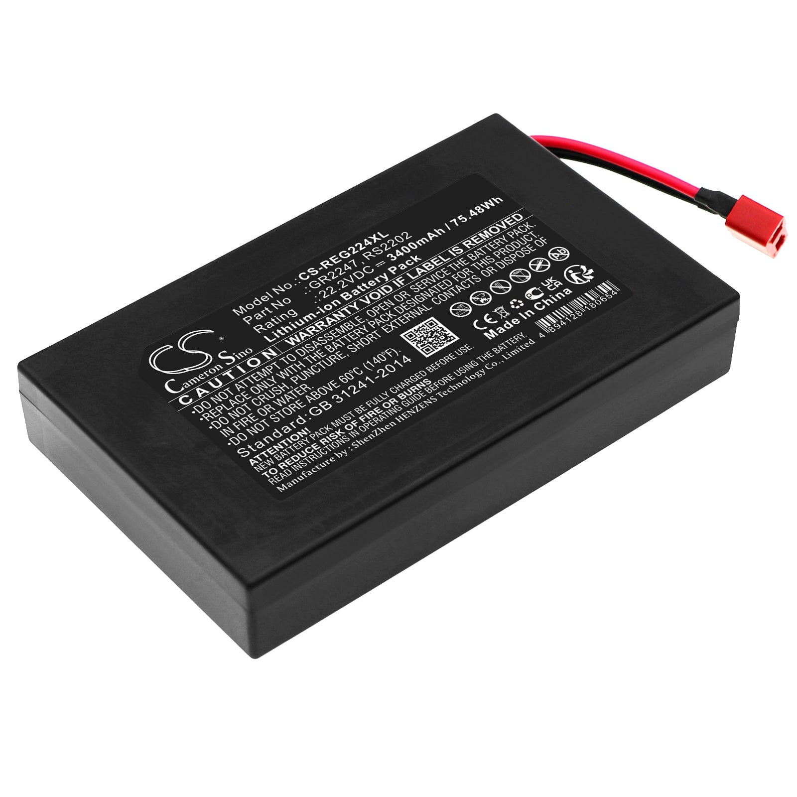 22.2V 3400mAh Li-ion Battery for Razor RipStik & GR2247 Scooter - Electric Caster Board Replacement, 75.48Wh