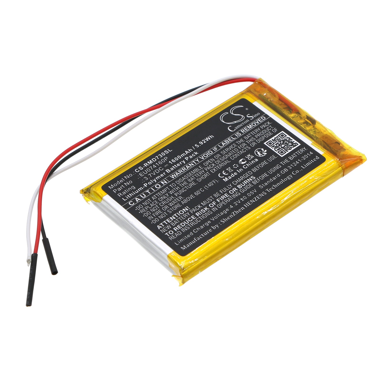 1600mAh 3.7V Li-Polymer Battery for Rand McNally TND-730 GPS Navigator - Replacement Battery Pack