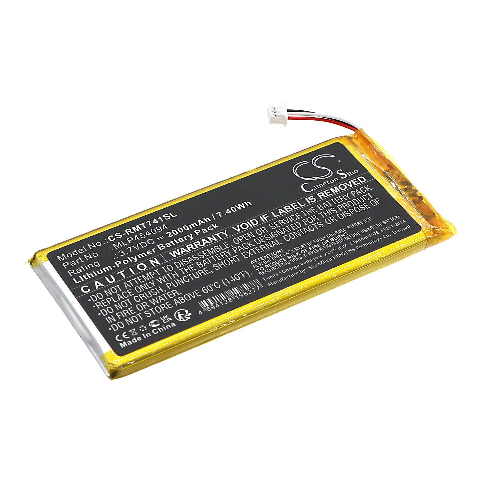 2000mAh Replacement Battery for Rand McNally TND-740 GPS Navigator - 3.7V Li-Polymer MLP454094