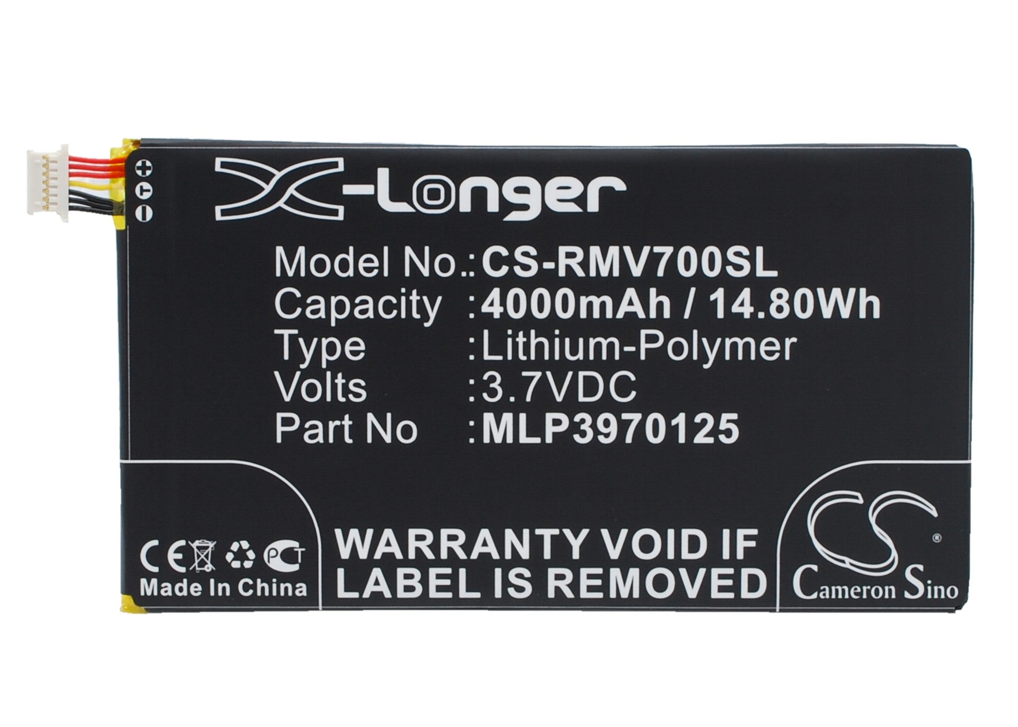 4000mAh Tablet Battery Replacement for Verizon Ellipsis 7" QMV7A & 8GB QMV7B - 3.7V Li-Polymer