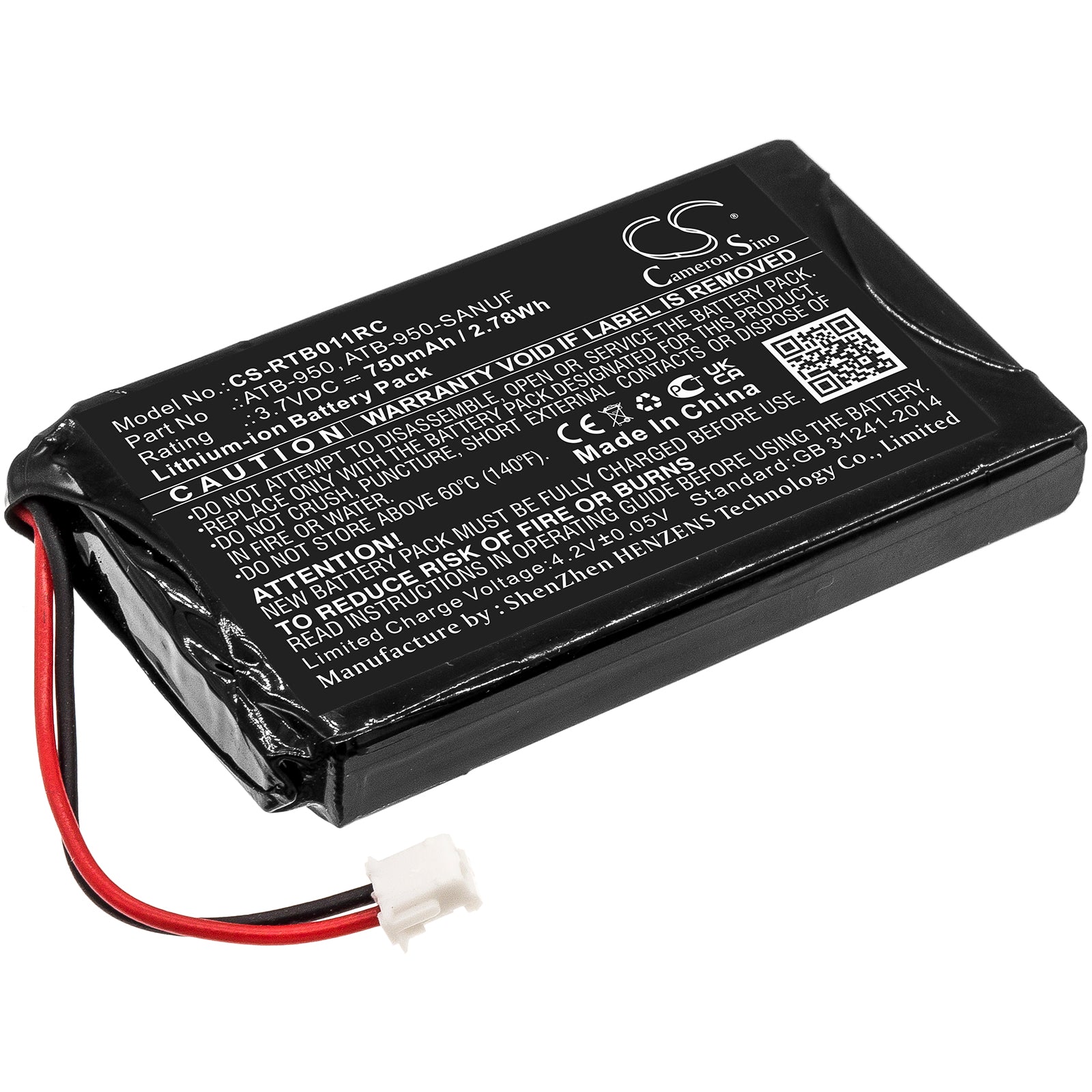 750mAh 3.7V Li-ion Replacement Battery for RTI T1, T1B, T2, T2+ & TheaterTouch Remotes