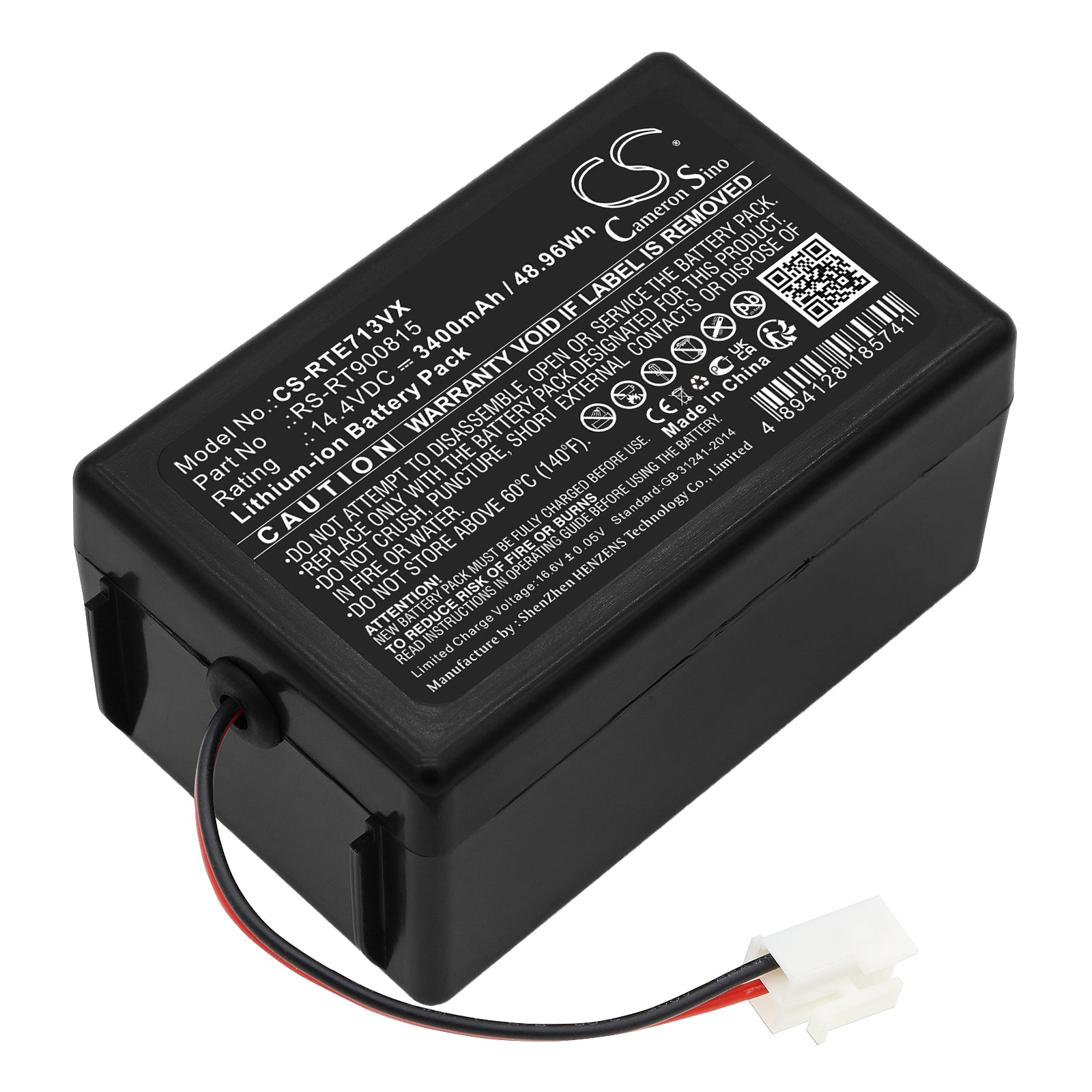 14.4V 3400mAh Li-ion Replacement Battery for Rowenta Smart Force Extreme RR71XX Robotic Vacuums, RS-RT900815