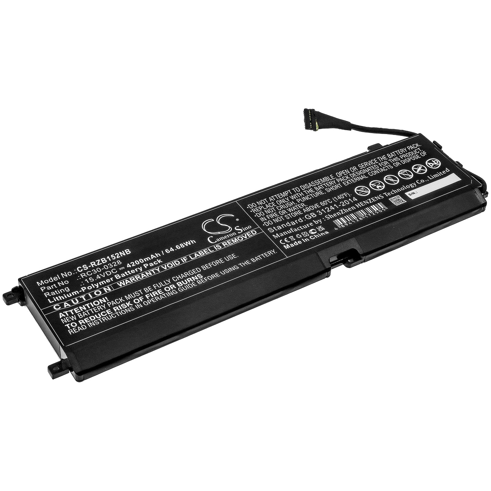 64.68Wh Razer Blade 15 Battery: 2020/2021 Models (RZ09-0330X) - 4200mAh Replacement RC30-0328