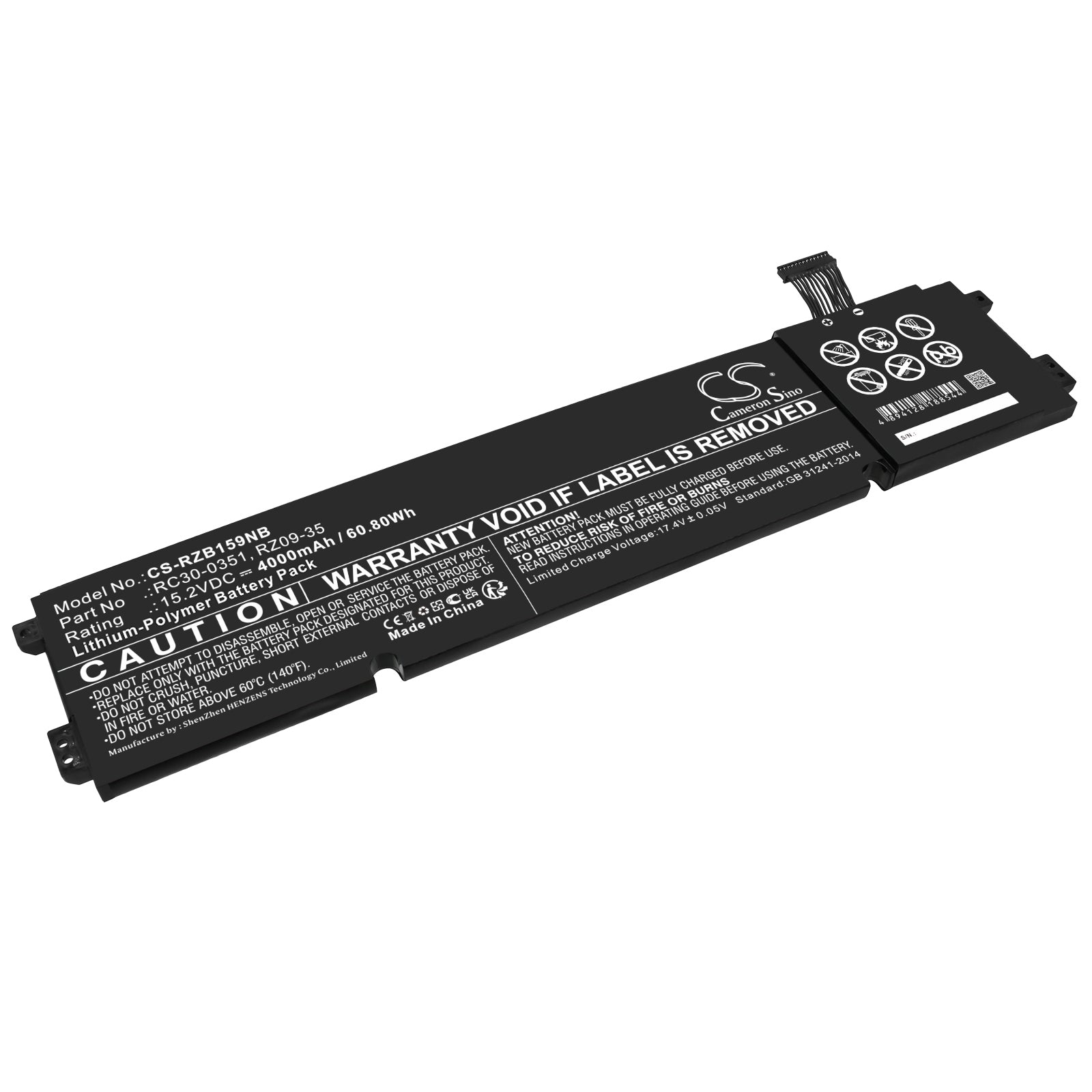 4000mAh Razer Blade 15 Base RZ09-0369x Laptop Battery - 15.2V 60.8Wh Li-Polymer Replacement