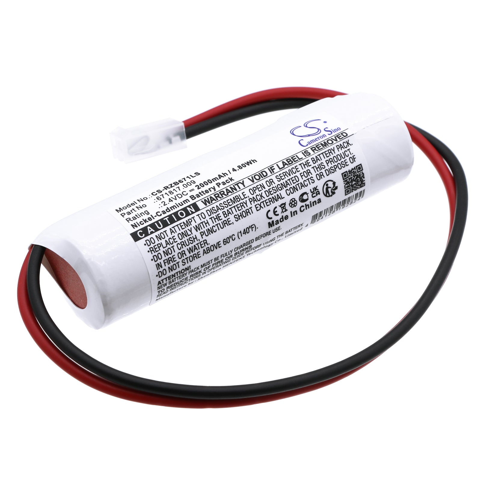 2.4V 2000mAh Ni-CD Emergency Light Battery for Elubat Swiss 275602, BST 275600 (86x26x22.6mm)