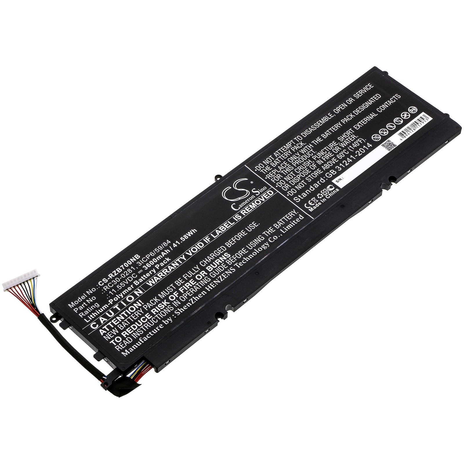 41.58Wh Li-Polymer Battery for Razer Blade Stealth 13 (i7-8565U 2018-2020) - RC30-0281, 3600mAh - Replacement Laptop Battery