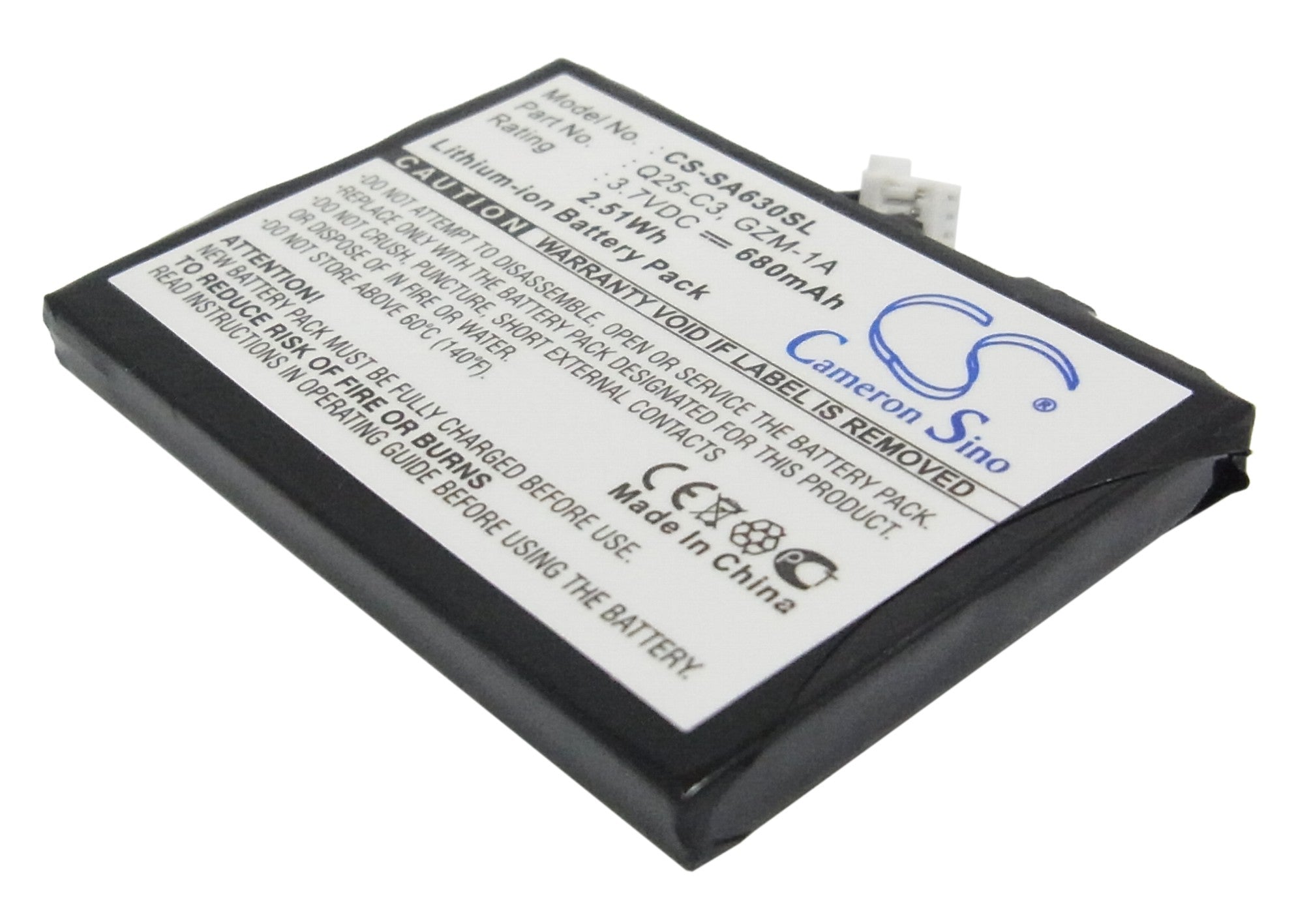 Philips GoGear HDD6330 30GB Media Player Replacement Battery - 680mAh 3.7V Li-ion - Q25-C3, GZM-1A
