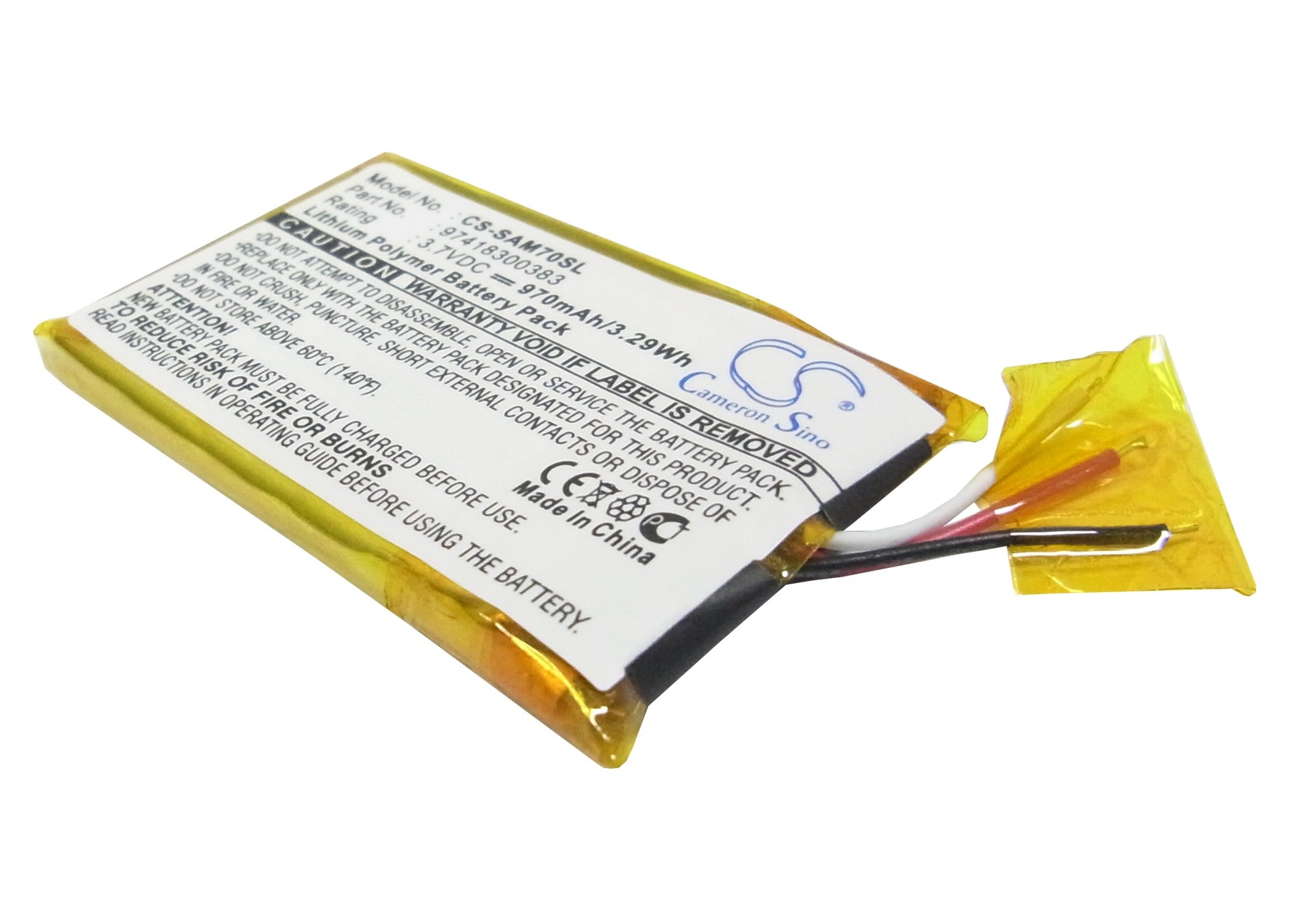970mAh 3.7V Li-Polymer Battery for Sony MX-M70, MX-M75, MX-M77 Media Players - Replacement Power