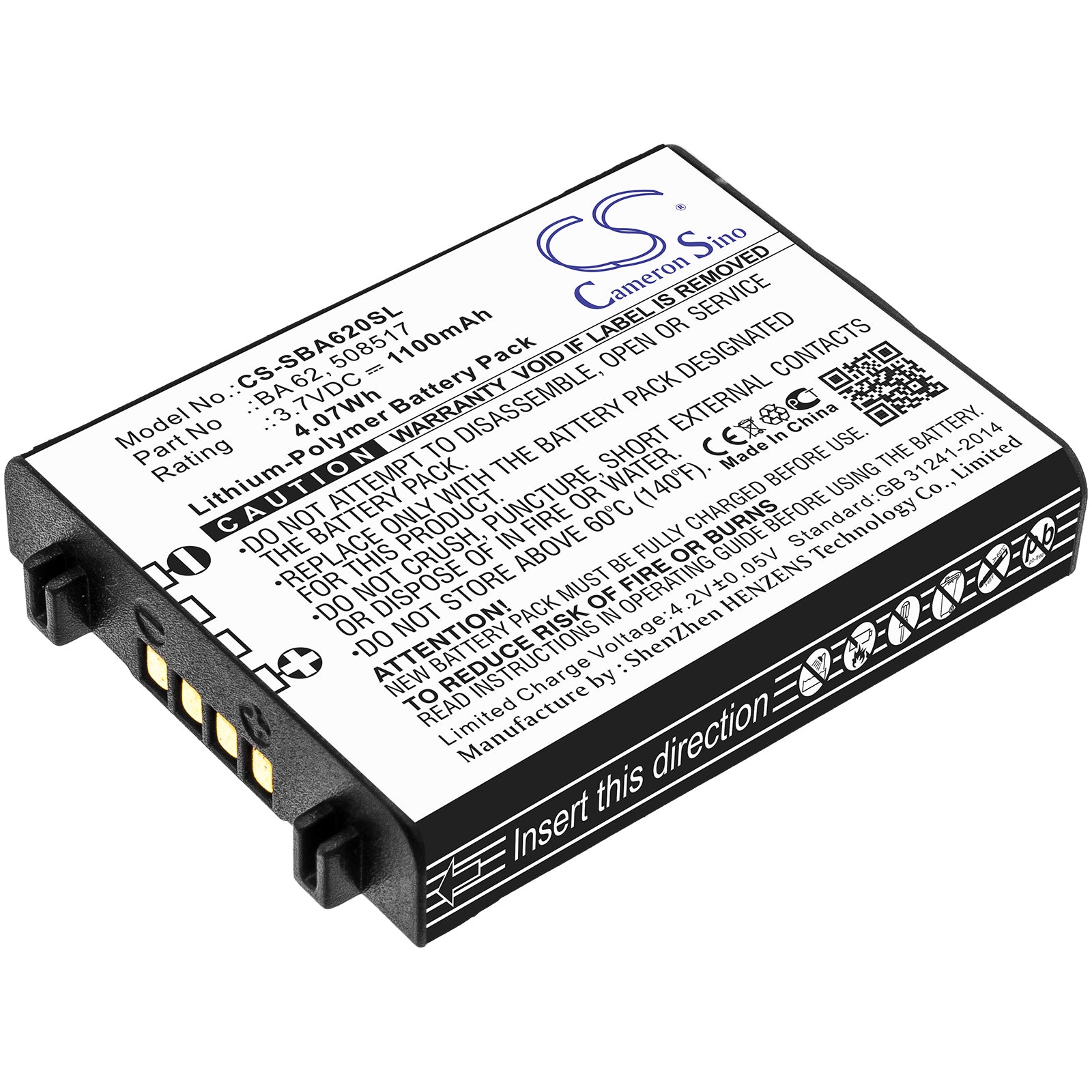 BA 62 Replacement Battery - Sennheiser SK 6212 Transmitter, 3.7V 1100mAh Li-Polymer, Wireless Headset Microphone