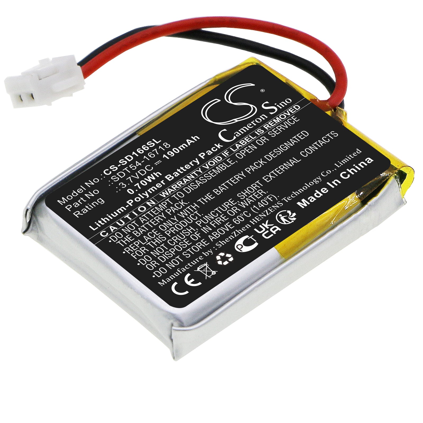 190mAh 3.7V Li-Polymer Replacement Battery for SportDog YardTrainer YT-100 & No Bark Collars