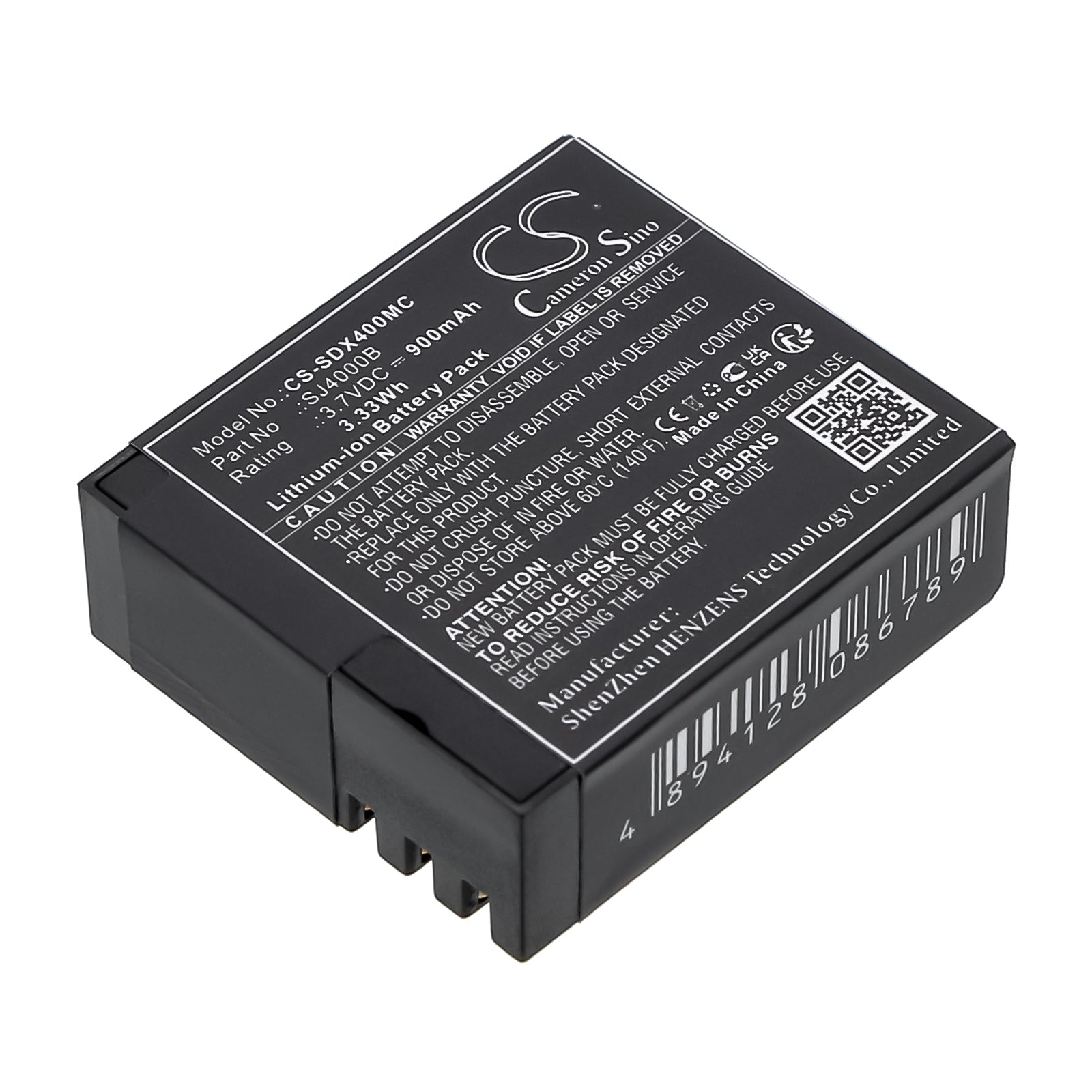 900mAh Li-ion Replacement Battery for SJCAM SJ4000/5000, Eken H9/H8 & Cybernetik UHD 4K Action Cams