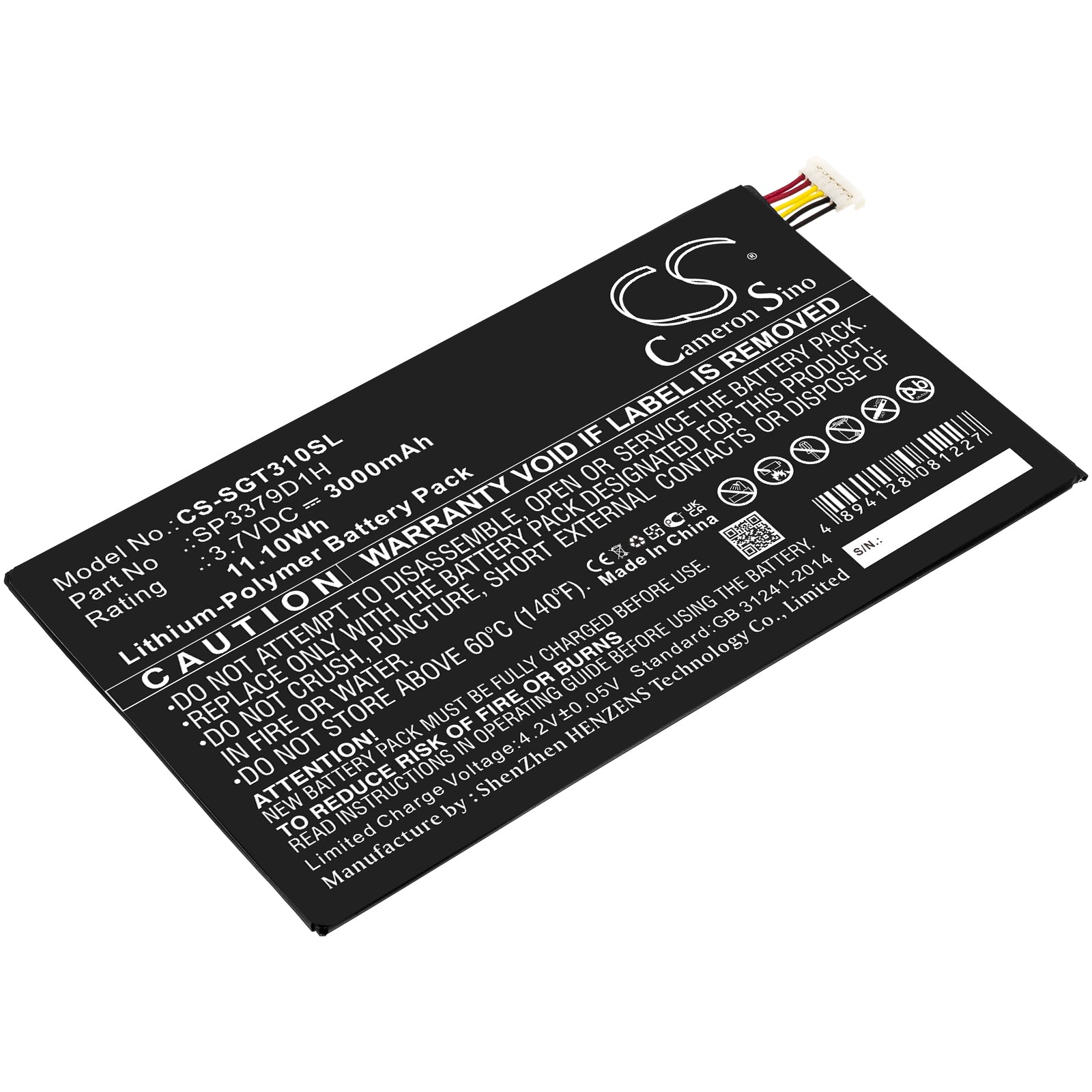 3000mAh Replacement Battery for Samsung Galaxy Tab 3 8.0 (SM-T310, T311, T315) - 3.7V Li-Polymer - Tablet Battery