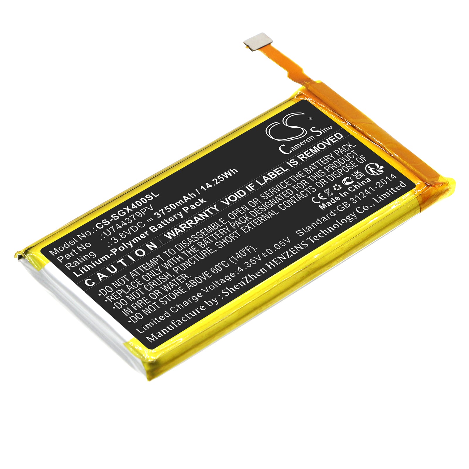 SkyGolf SkyCaddie SX400 GPS Navigator Replacement Battery - 3.8V 3750mAh Li-Polymer Battery Pack - U744379PV Compatible