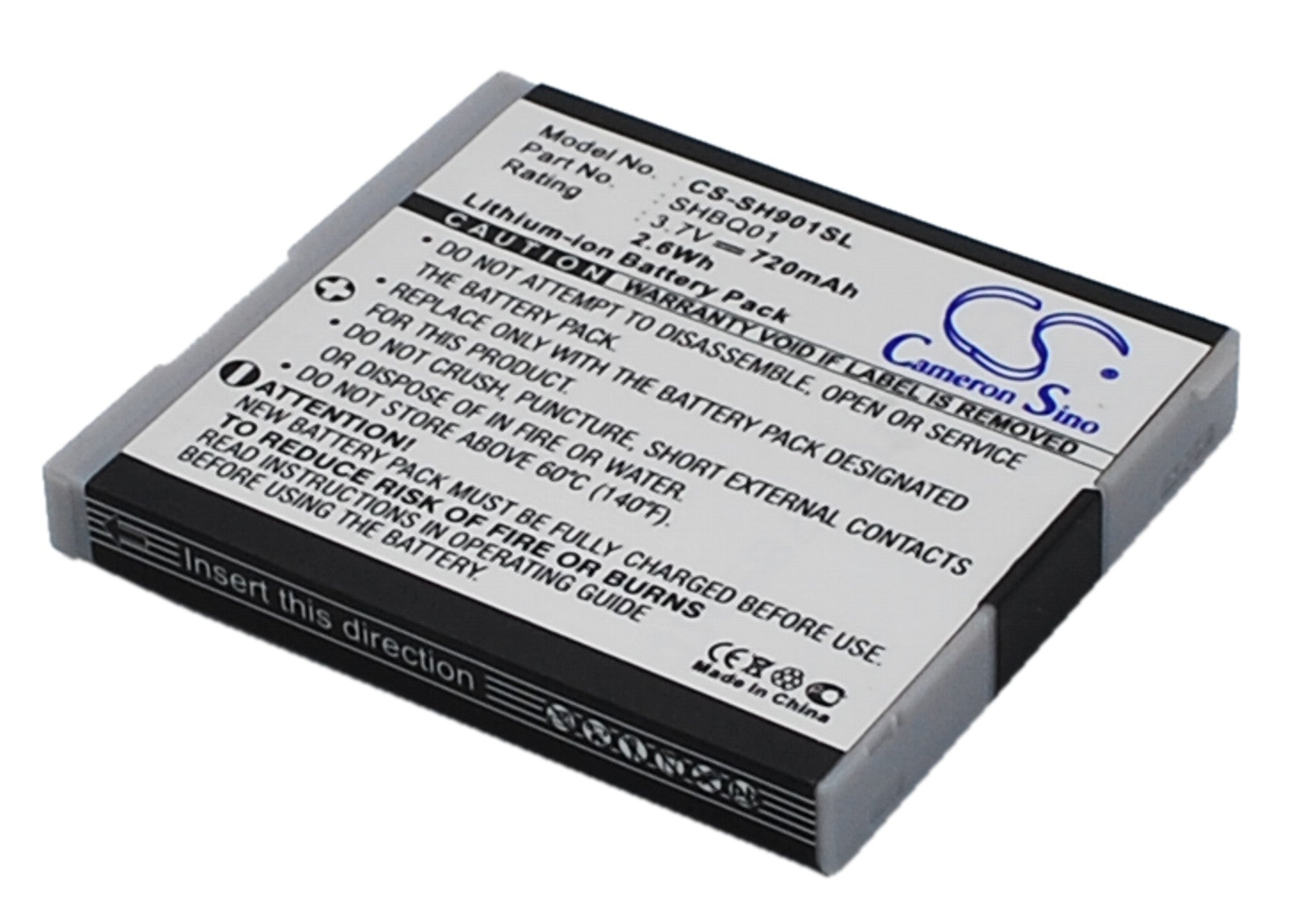 720mAh 3.7V Li-ion Replacement Battery for Sharp SH901iS, SH05, SH902i, V401SH Smartphones