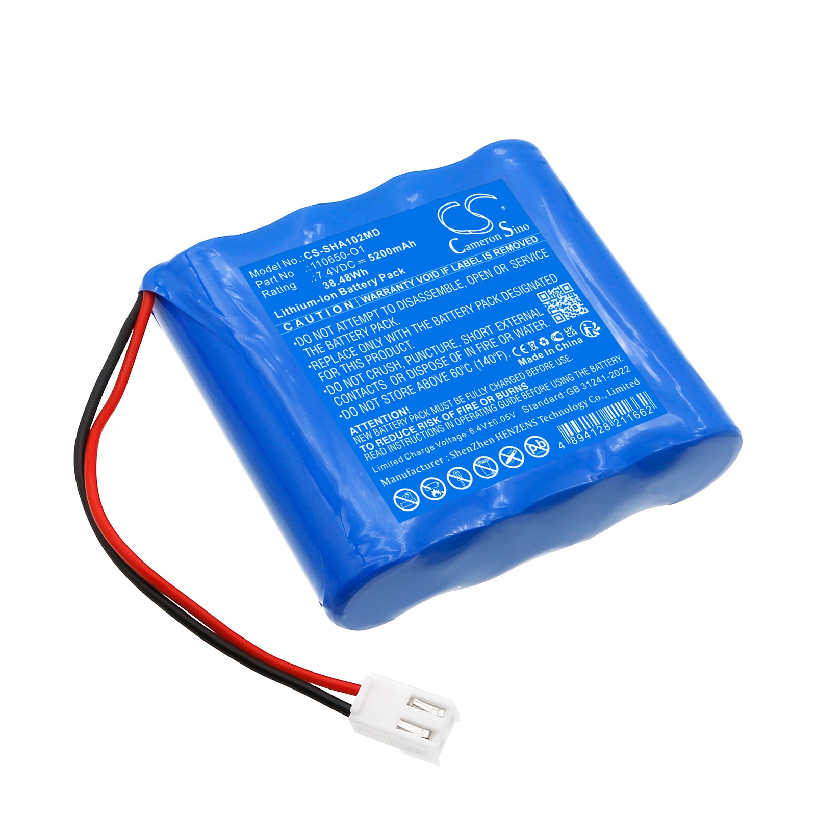 Schiller Cardiovit AT102+ ECG Battery - MS-2010, MS-2015 Compatible - 7.4V 5200mAh Li-ion, Medical Grade Replacement