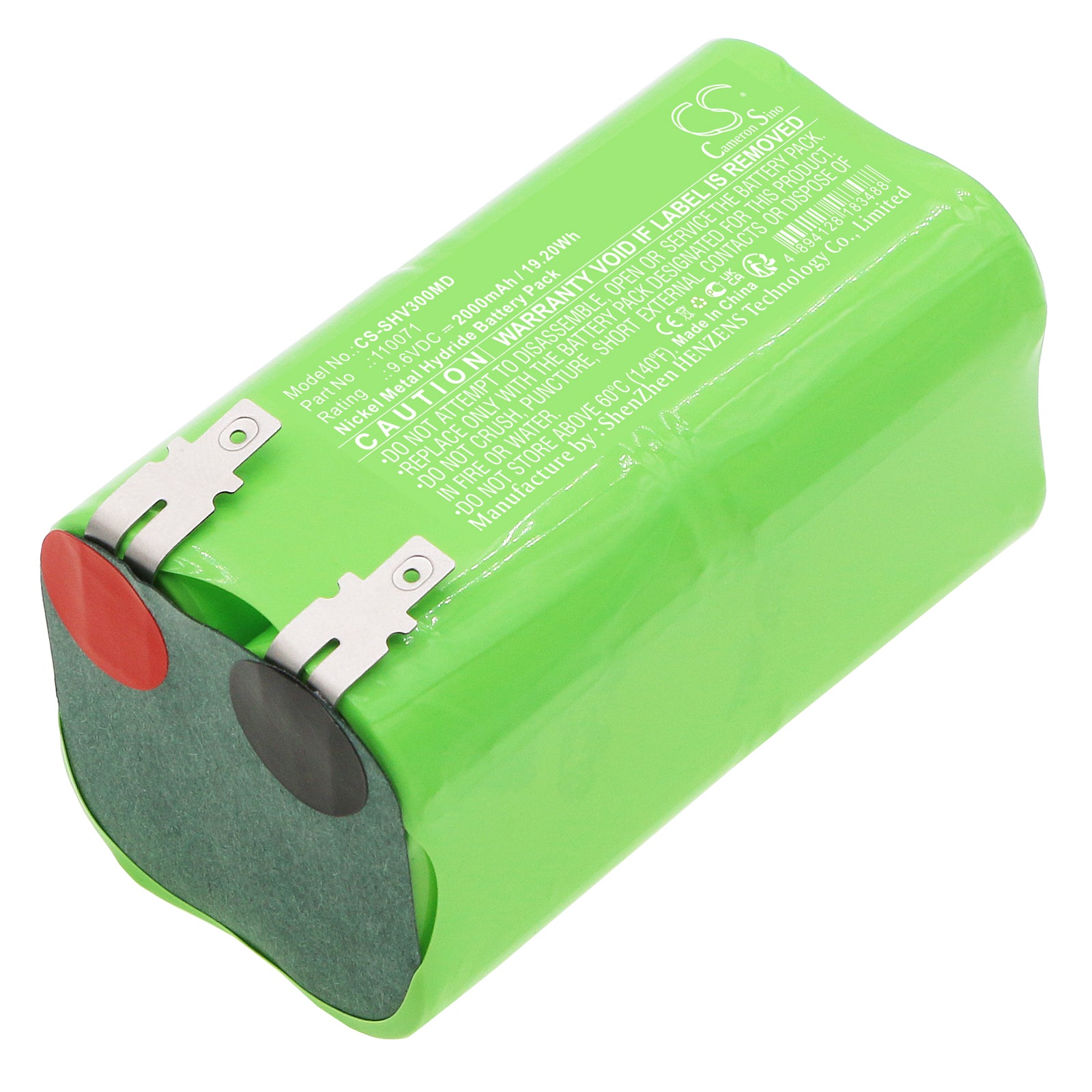 9.6V 2000mAh Ni-MH Replacement Battery for Schiller Cardiograph CV3 & CV6, Medical Grade, 85.5x46.5x45.5mm