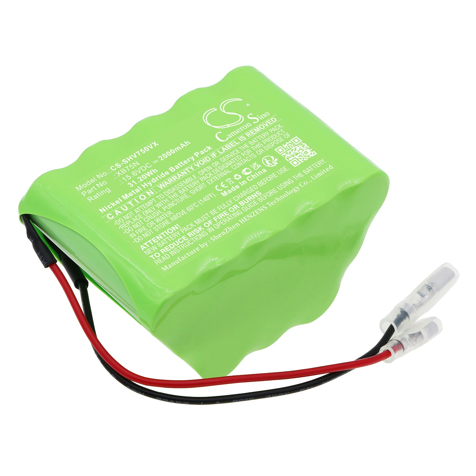 15.6V 2000mAh Ni-MH Replacement Battery for Shark SV75 Robotic Vacuums - XB75N, SV70Z, SV75_14 Series