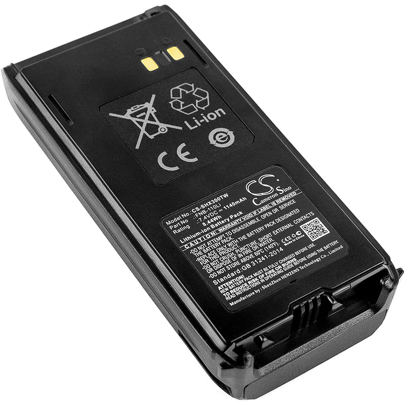 1140mAh Li-ion Battery for Standard Horizon HX290 Two-Way Radio, 7.4V, FNB-110Li Replacement
