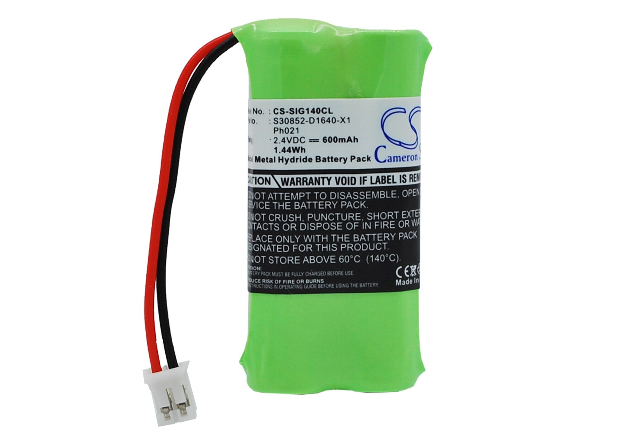 600mAh Ni-MH Replacement Battery - Siemens Gigaset 140 Cordless Phone (2.4V, 45x25x7mm)