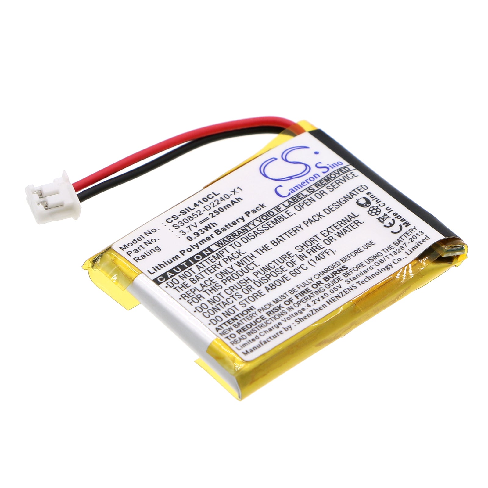 250mAh Li-ion Battery for Gigaset L410 & Pro Maxwell Cordless Phones - 3.7V, 0.93Wh Replacement Battery