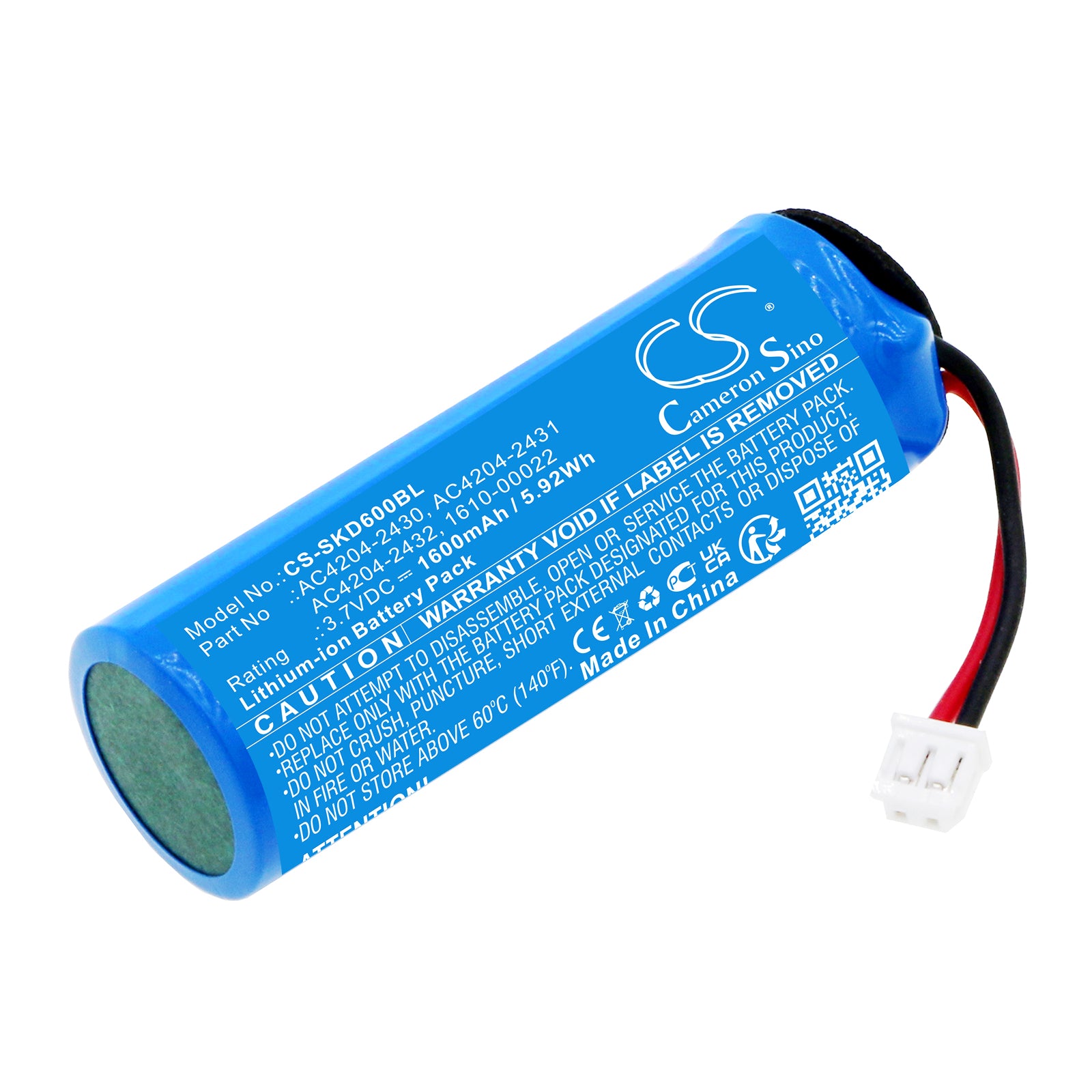 1600mAh Replacement Battery for Socket D700 Barcode Scanners - 3.7V Li-ion, 5.92Wh - Extended Life Power