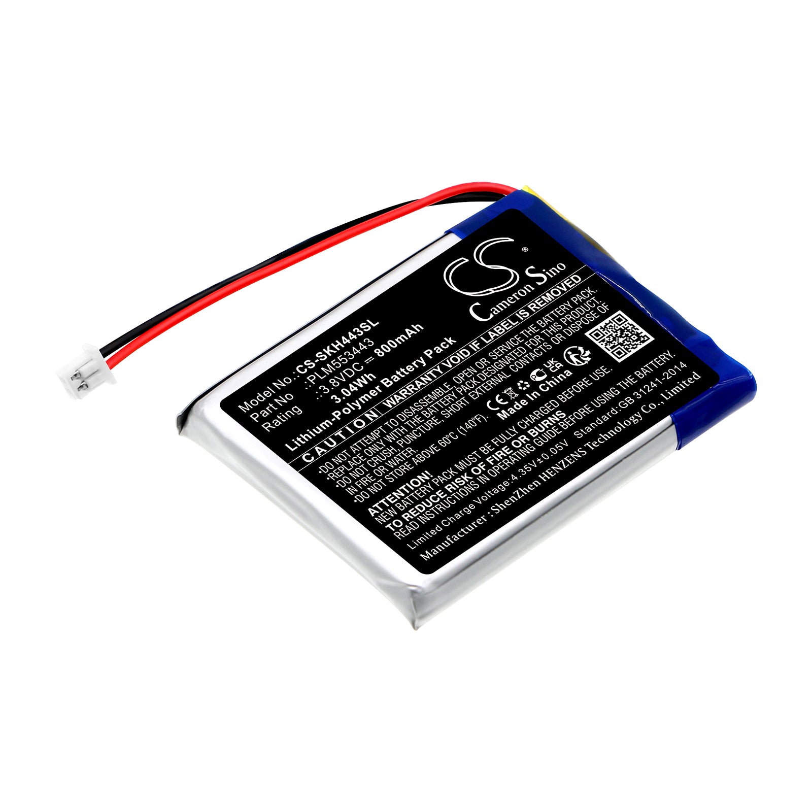 800mAh Replacement Battery for Skybell DH Doorbell - 3.8V Li-Polymer - Home Security Camera Battery