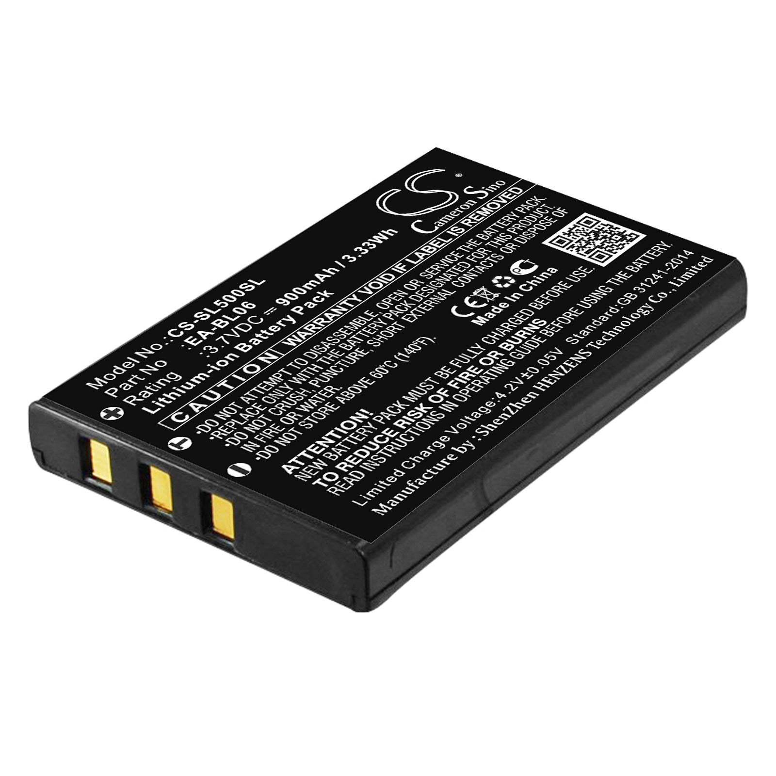 900mAh Battery for Sharp Zaurus PDA SL-5000, SL-C700, C750, C760 - 3.7V Lithium-Ion Replacement