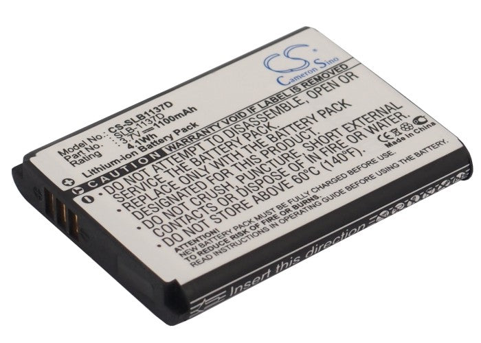 1100mAh Replacement Battery for Samsung Digimax L74W, NV100HD, NV30, i80 Cameras - 3.7V Li-ion - SLB-1137D Compatible