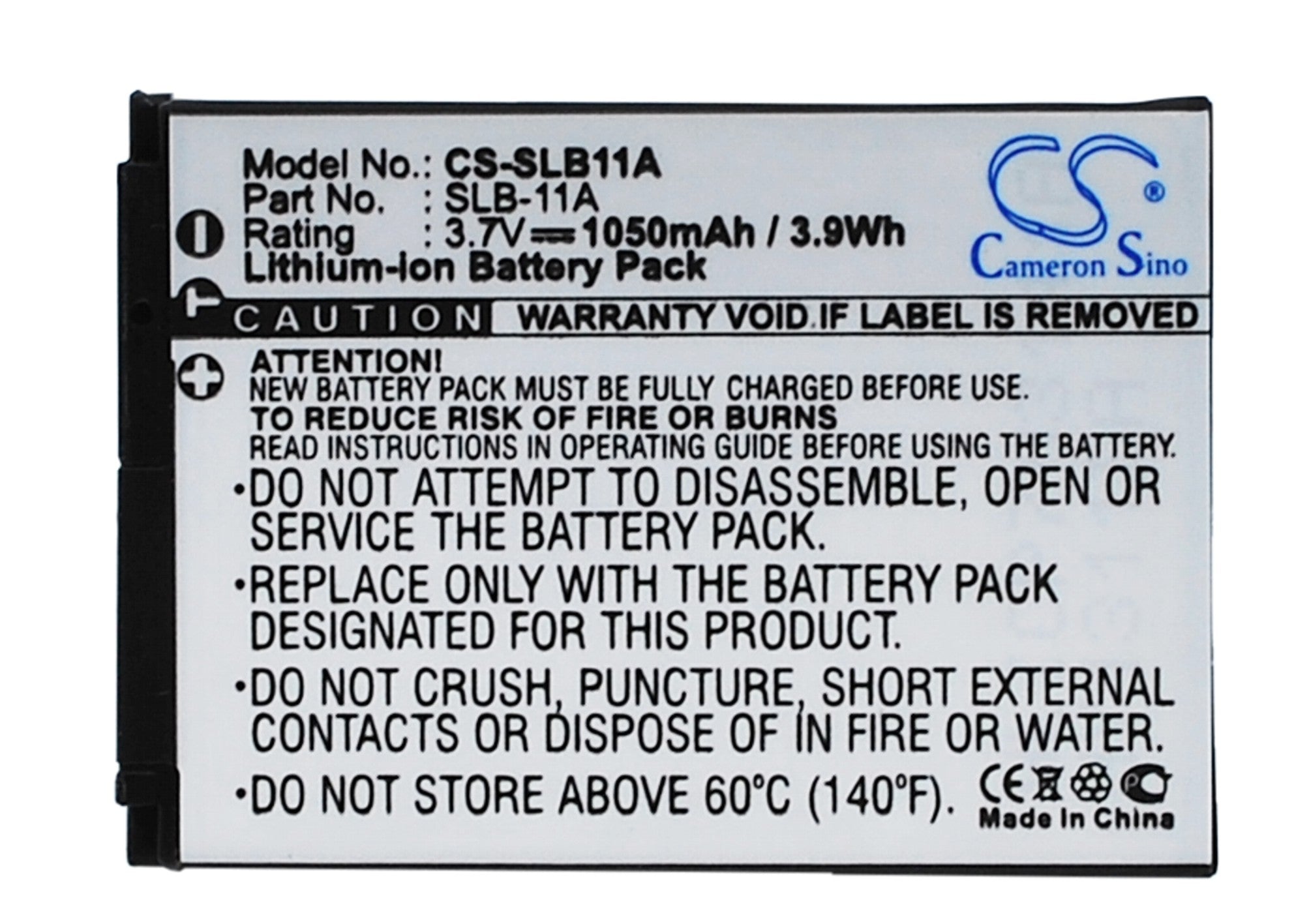 1050mAh Replacement Battery for Samsung WB Series Cameras - 3.7V Li-ion - WB100 WB550 WB1000 WB5000 TL240 CL65 CL80 TL320 HZ15