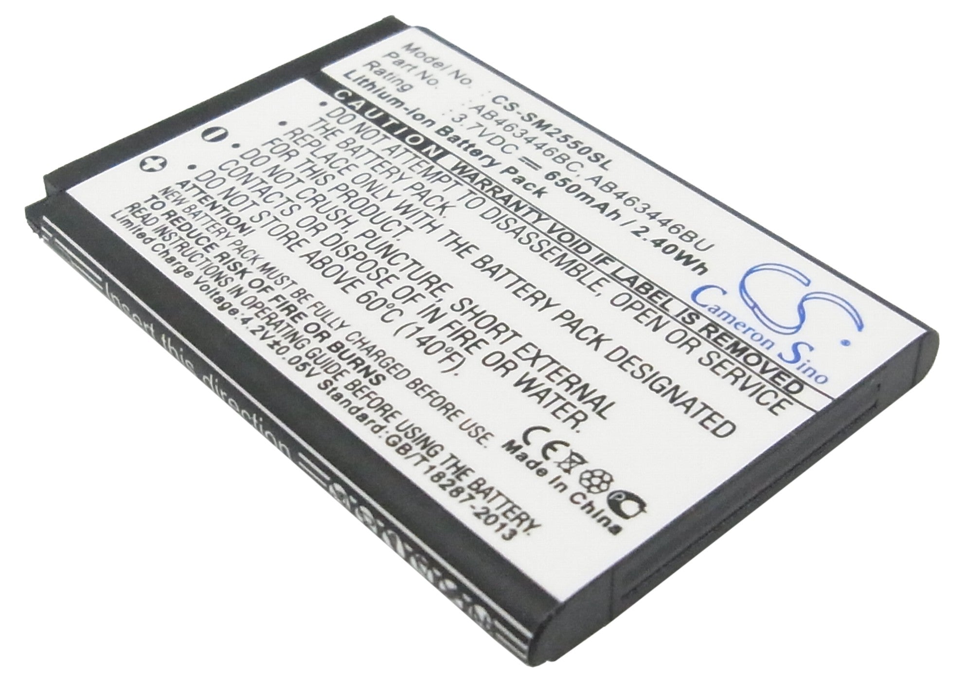 650mAh 3.7V Li-ion Replacement Battery for Samsung GT-E2520, GT-M2510, GT-E1150, GT-E1070 Feature Phone